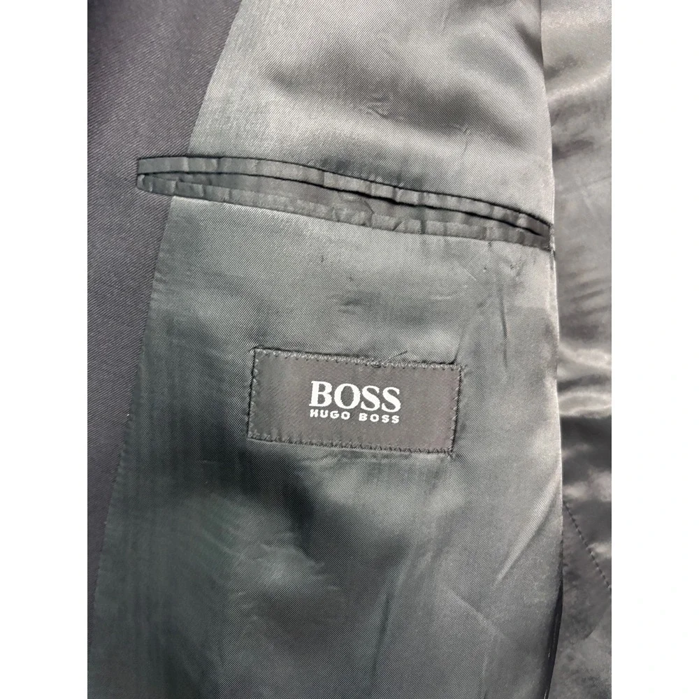 vtg 90s Hugo Boss 44L‎ Zeus Black Double Breasted Blazer Jacket Sport Coat USA